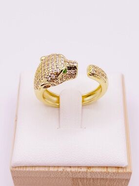 Gold Pavé Snake Ring - Adjustable
